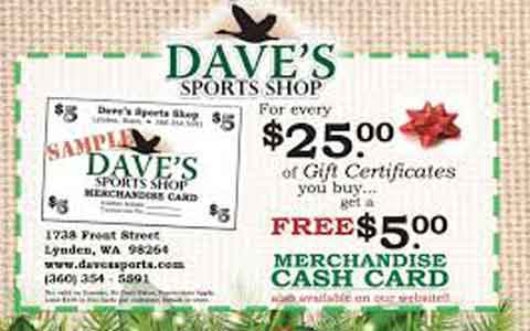 Buy Dave's Sport Shop Gift Cards