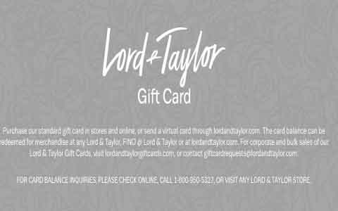 Buy Lord & Taylor (Online Only) Gift Cards